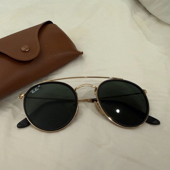 Ray-Ban Sunglasses Arista Gold Double Bridge (green lenses) - Picture 1 of 4